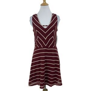 Trixxi Knit A Lined Knit Dress Womens M Medium Open Tie Back Low V Neck Wine Red